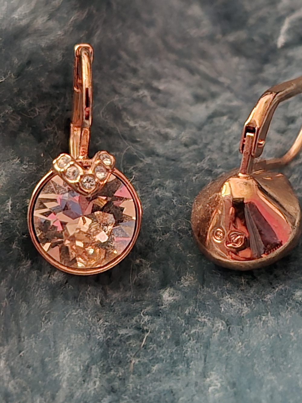 Swarovski Bella V Drop Rose Gold  Earrings with Pink and Clear Crystals